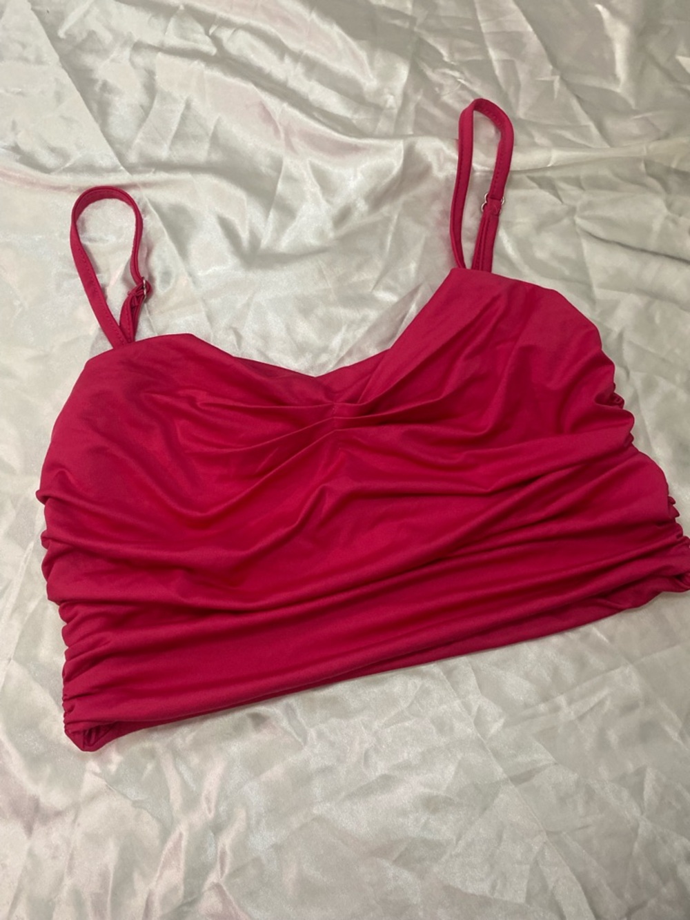 🔥Hot pink scrunch crop top tank